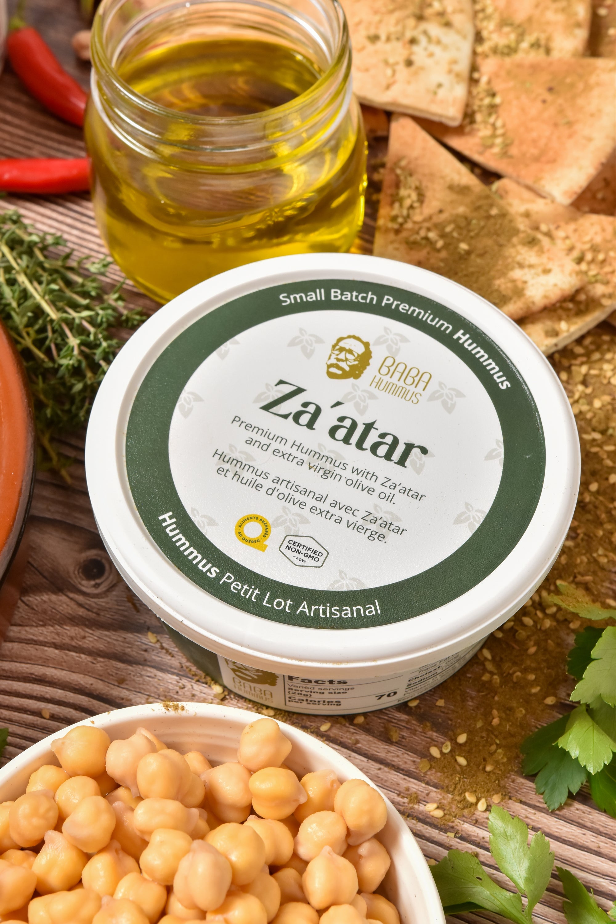 Hummus fait a Montreal avec zaatar