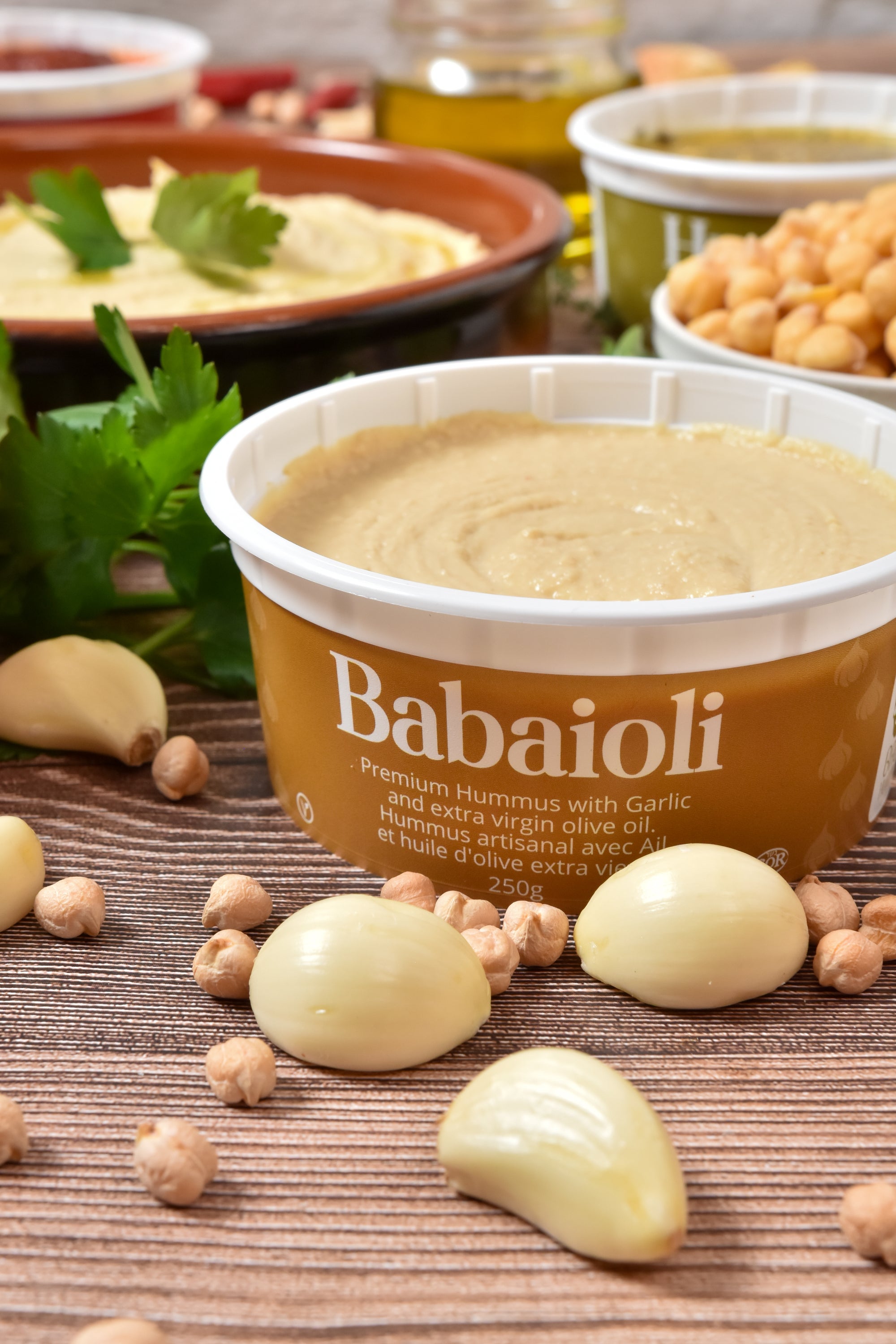 Hummus Quebec avec ail et huile d'olive